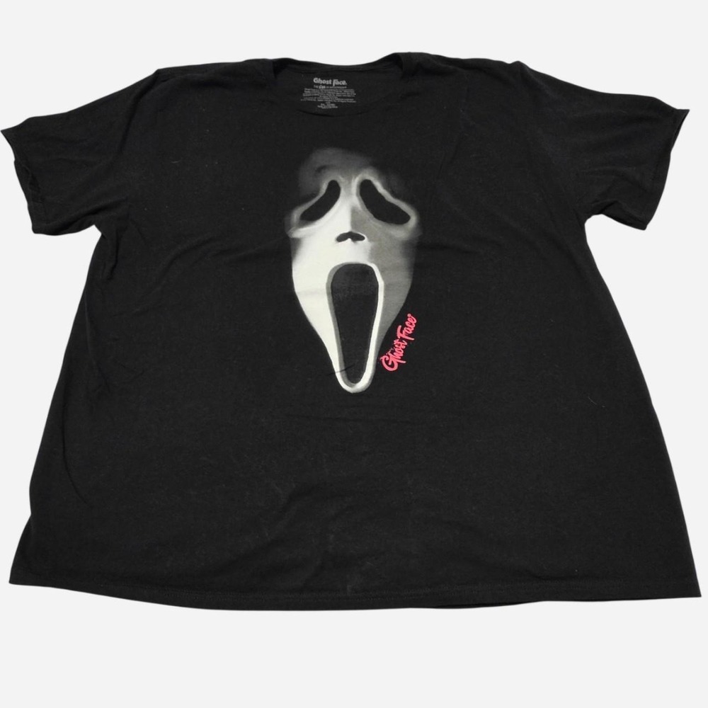 Ghost Face black cotton t-shirt with white Ghost Face mask graphic, size 3XL